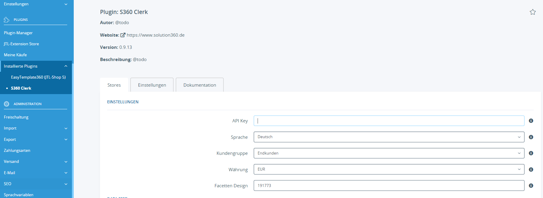 ID de faceta en el plugin